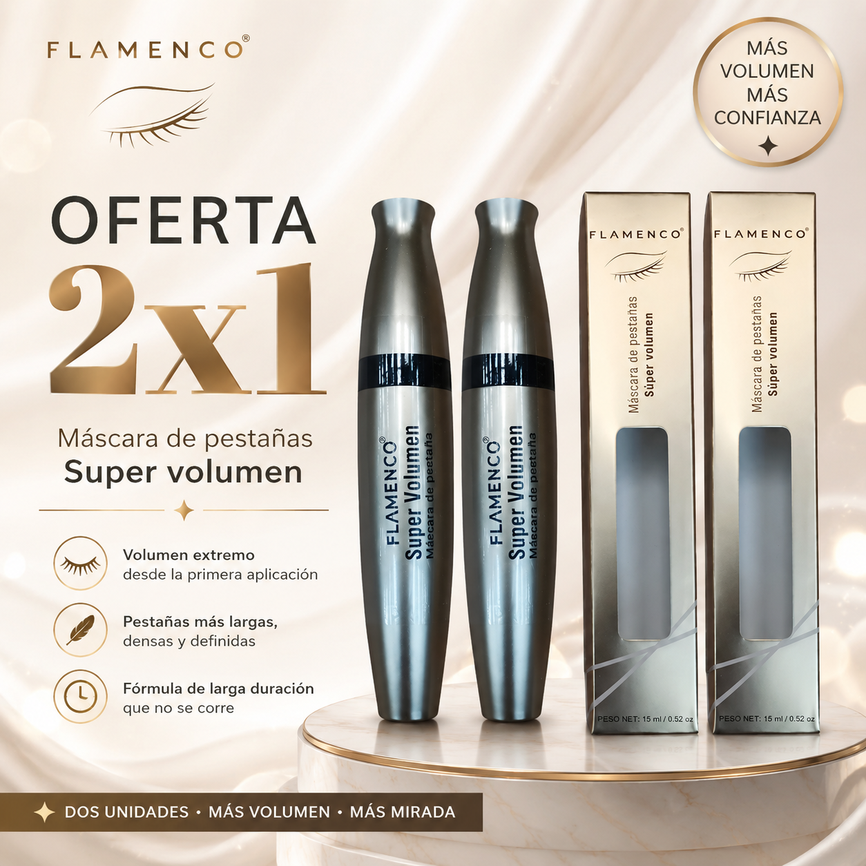 OFERTA FLASH 1+1: Máscara de Pestañas Super Volumen - Pack x2
