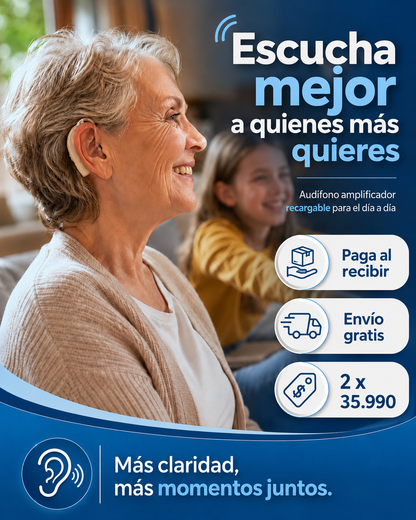 Audífono Recargable para Escuchar Más Claro en el Día a Día